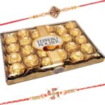 Om & Swastik Design Rakhi with Ferrero Rocher