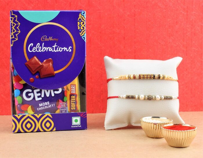 Designer Pearls Rakhi With Cadbury Celebrations