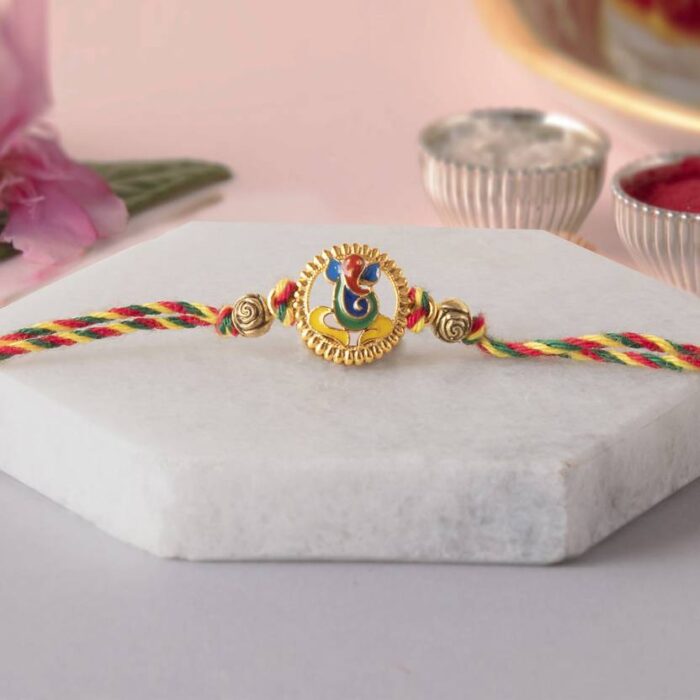Assorted Shree Ganesha Rakhi Roli-Chawal Set