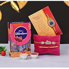 Designer Bhai Rakhi and Cadbury Celebrations combo