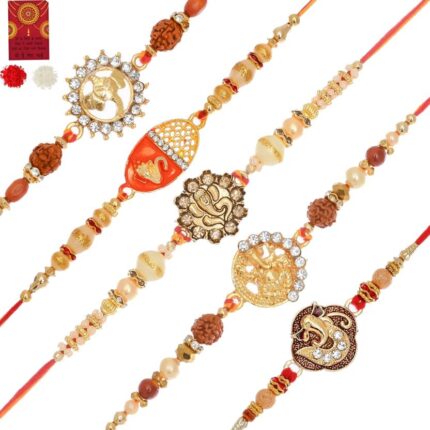 Designer Ganesha Rakhi and Roli-chawal Set