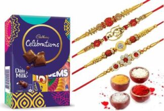 Designer Rakhi and Cadbury Celebrations combo