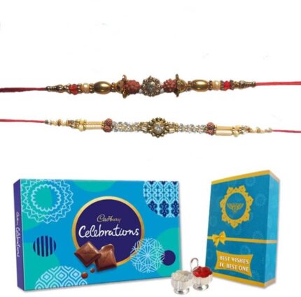 Designer Rakhi and Cadbury Celebrations combo