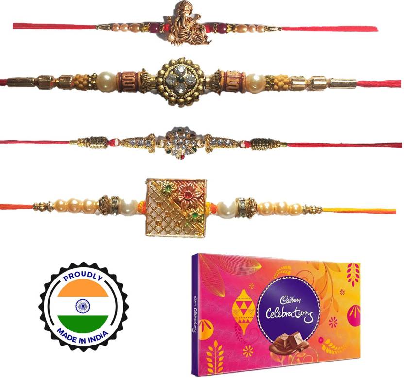 Designer Rakhi and Cadbury Celebrations combo