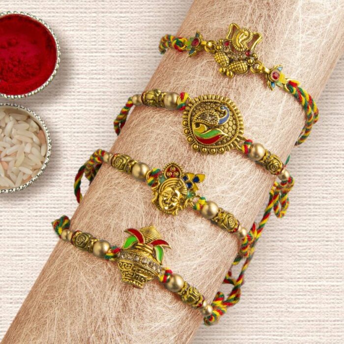 Designer Shree Ganesha Rakhi Roli-Chawal Set