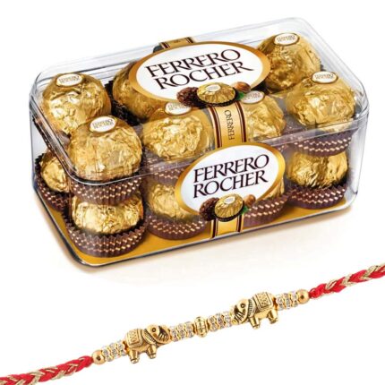 Elephant Design Rakhi with Ferrero Rocher