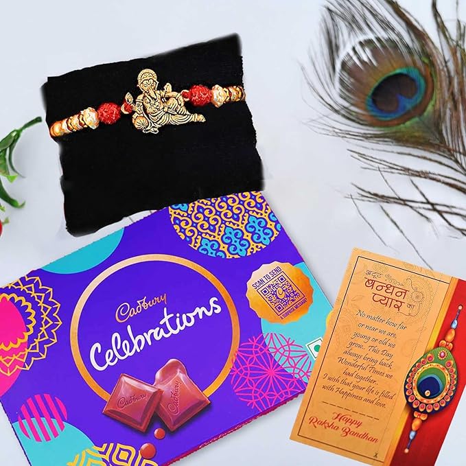 Ganesha Rakhi and Cadbury Celebrations combo