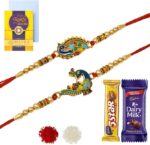 Multi-colour Peacock Rakhi with Cadbury Celebrations combo