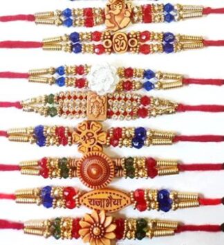 Multi-colour combo of 8 Rakhi and Roli-Chawal