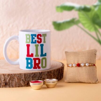 Designer Rakhi Mug and Roli-Chawal Set