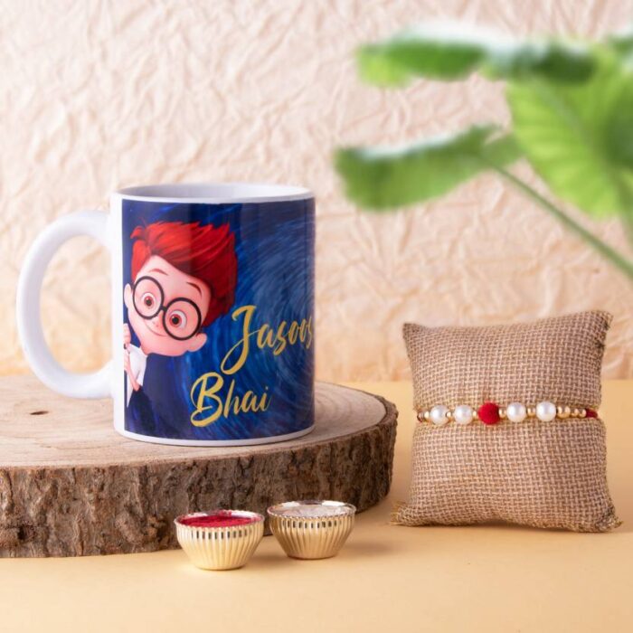 Pearl Rakhi Mug and Roli-Chawal Set