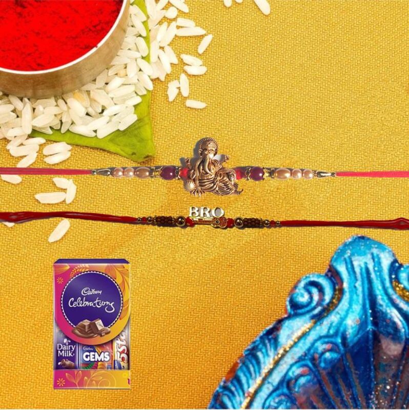 Shree Ganesh Bro Rakhi and Cadbury Celebrations combo