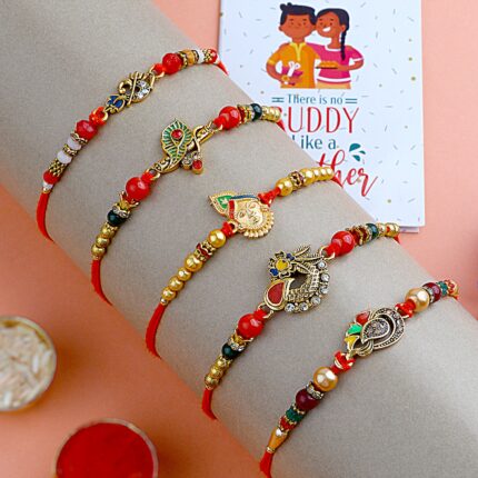 Artistic Set of 5 Premium Designer Rakhi