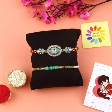 Attractive Beaded Bhaiya Rakhi Set of 2