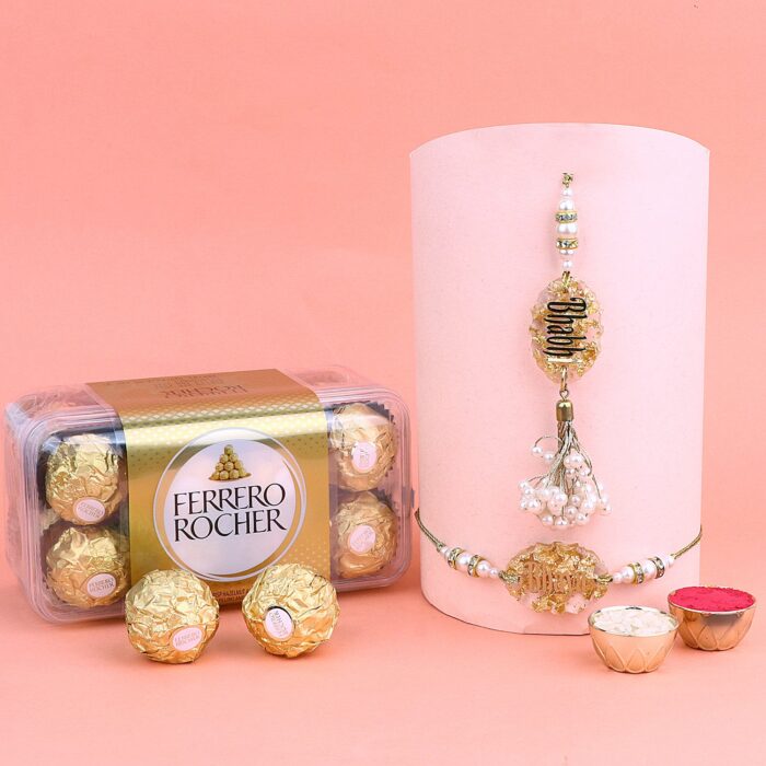 Bhaiya-Bhabhi Design Rakhi With Ferrero Rocher