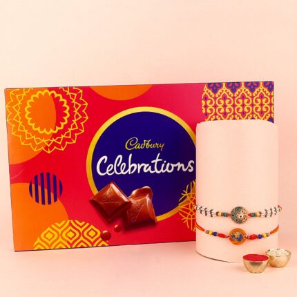 Peacock Design Rakhi with Cadbury Celebrations