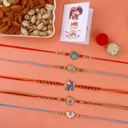 Nutritious Affection Rakhi Adorned with Dry Fruits