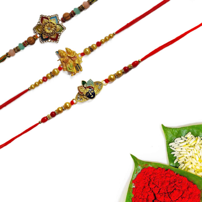 Padmabuja Alluring Beaded Rakhi Set Of 3