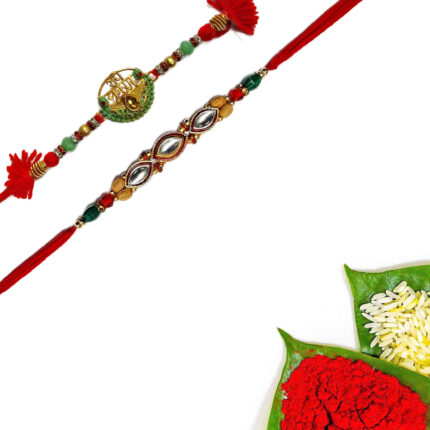 Clear Stone And Radhey Krishna Rakhi Pack Of 2