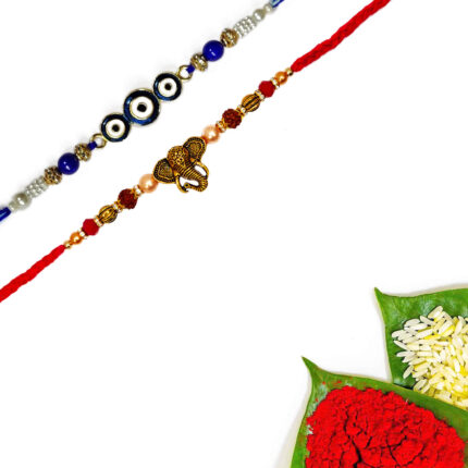 Clear Stone And ganesha jii Rakhi Pack Of 2