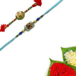 Ethnic Stone Rakhi And Radhey Krishna Rakhi