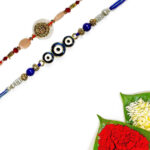 Padmabuja Evil Eye And Golden Pastel Stone Rakhi