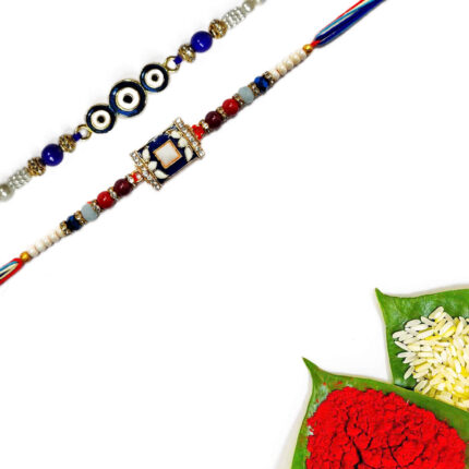 Multi-colour MeenaKari Rakhi Pack Of 2