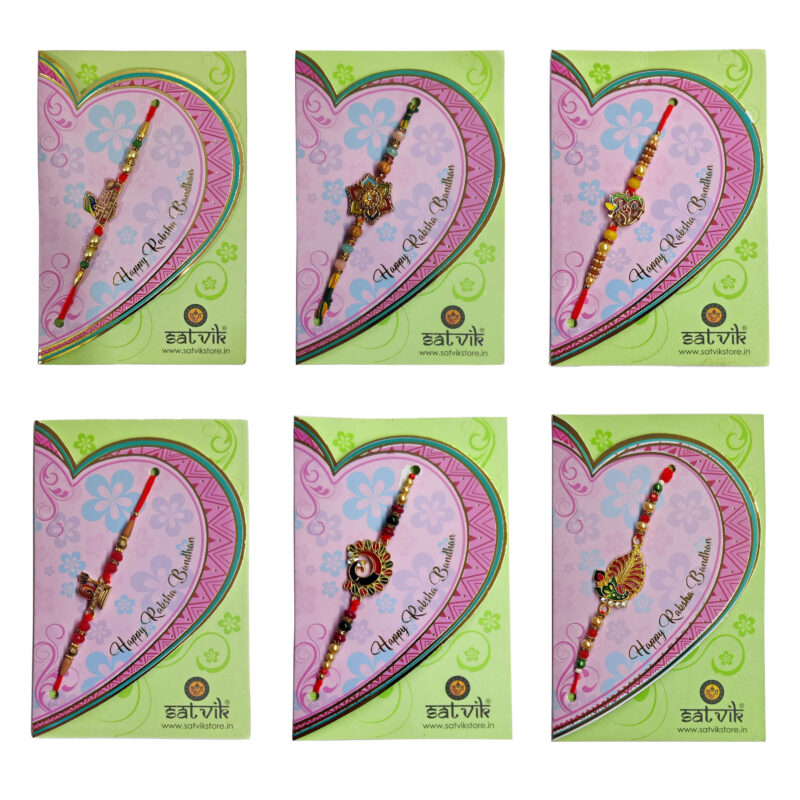 Padmabuja Graceful Multicolored Rakhi Pack of 6