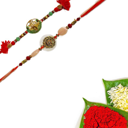 Padmabuja Radhey Krishna And Pastel Beads Rakhi