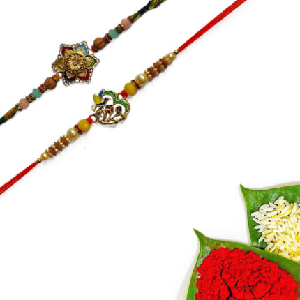 Padmabuja Colorful Bird and Floral Rakhi Set of 2