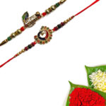 Padmabuja's Shree Krishana and Peacock Rakhi Set Of 2