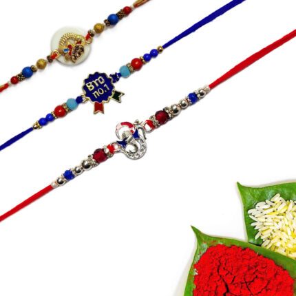 Padmabuja's Stone & Bead Rakhi Set Of 3