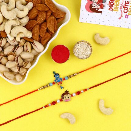 Krishna & Hanuman Kids Rakhi Dry Fruits Combo