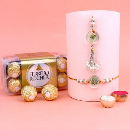 Designer Bhaiya-Bhabhi Rakhi With Ferrero Rocher