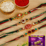 Padmabuja Multi-colour Pearl Rakhi With Soanpapdi