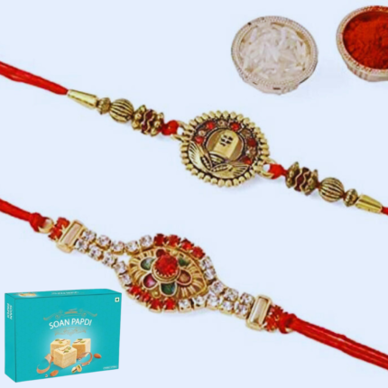 Designer Pearls Rakhi with SoanPapdi