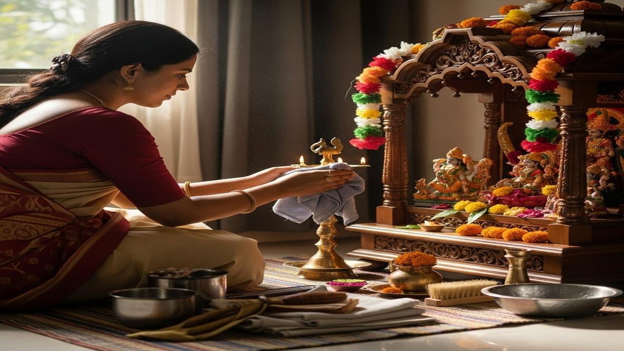 नवरात्रि की तैयारी में घर के मंदिर की सफाई का महत्व