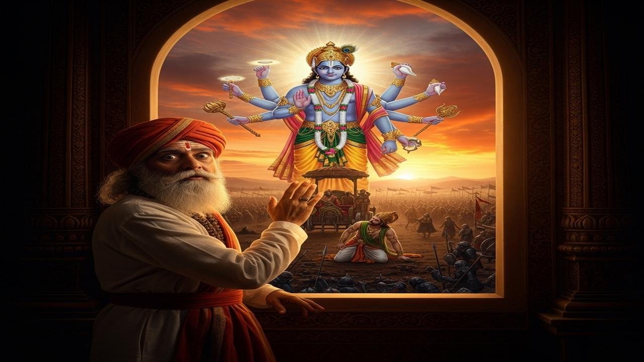 Sanjaya Describes His Vision of Krishna and Arjuna